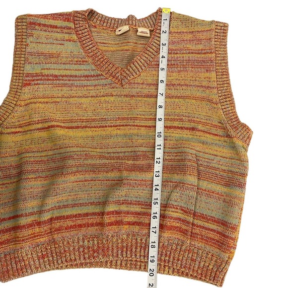 Levis Sleeveless V Neck Sweater Knit Striped 70s Womens Size XL - Picture 6 of 8